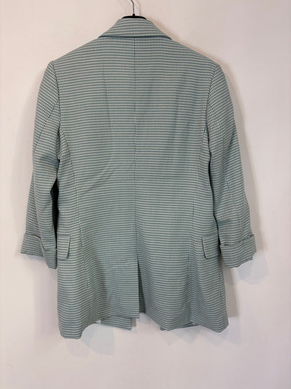 BERSHKA. Aqua green houndstooth blazer. TM