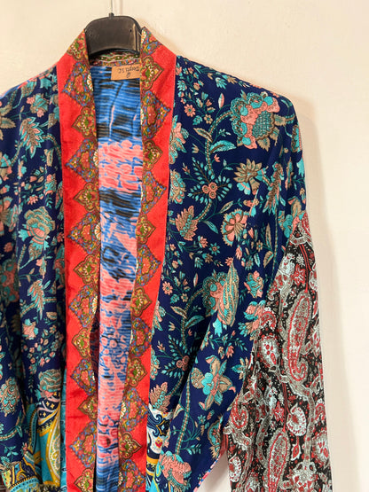 DEEPTI  S.C. Kimono fluido estampado con seda  Tu(s/m)