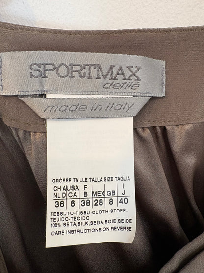 SPORTMAX. Vestido tablas caqui seda