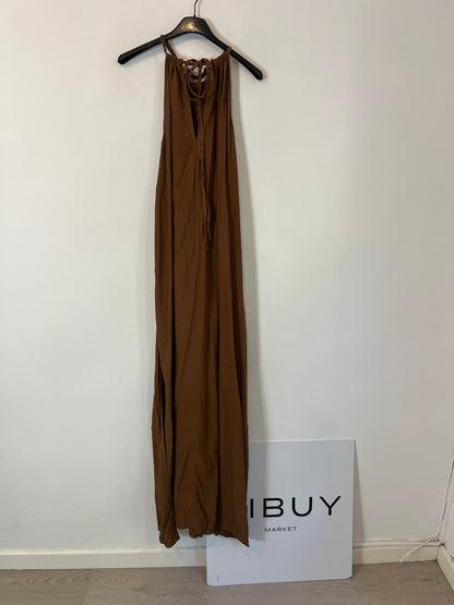 MANGO. Vestido largo marrón T.m