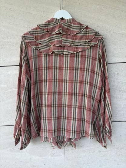 DIEGA.  Blusa cuadros y volantes mezcla