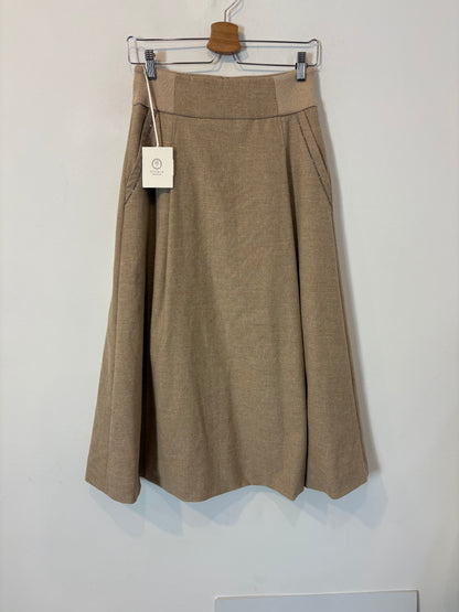 PESERICO. Falda midi beige con lana