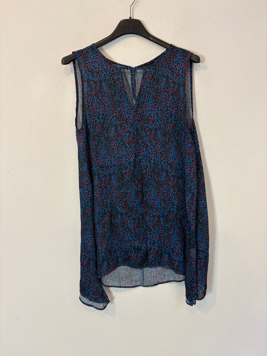 ELOGY. Top fluido azul estampado