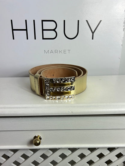 ETRO. Gold belt with rhinestone buckle. 90 cm.