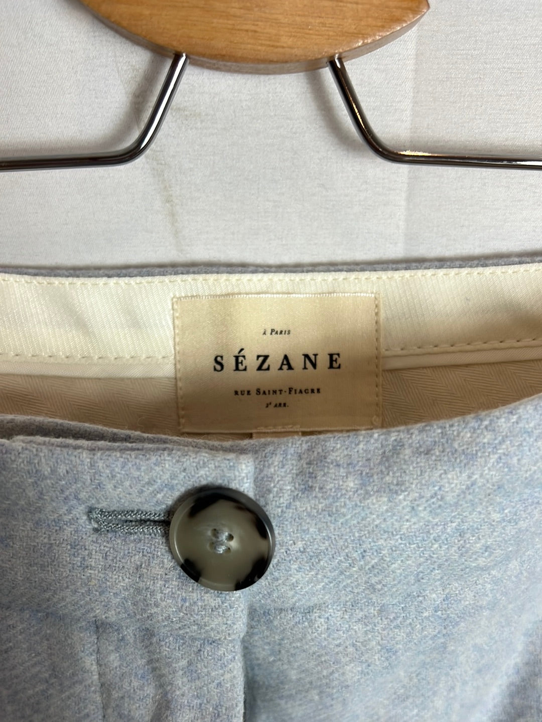 SÉZANE. Light blue mottled wool trousers. Size 36 (Tara)
