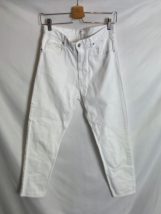 ISABEL MARANT ETOILE. White cropped denim. T 36