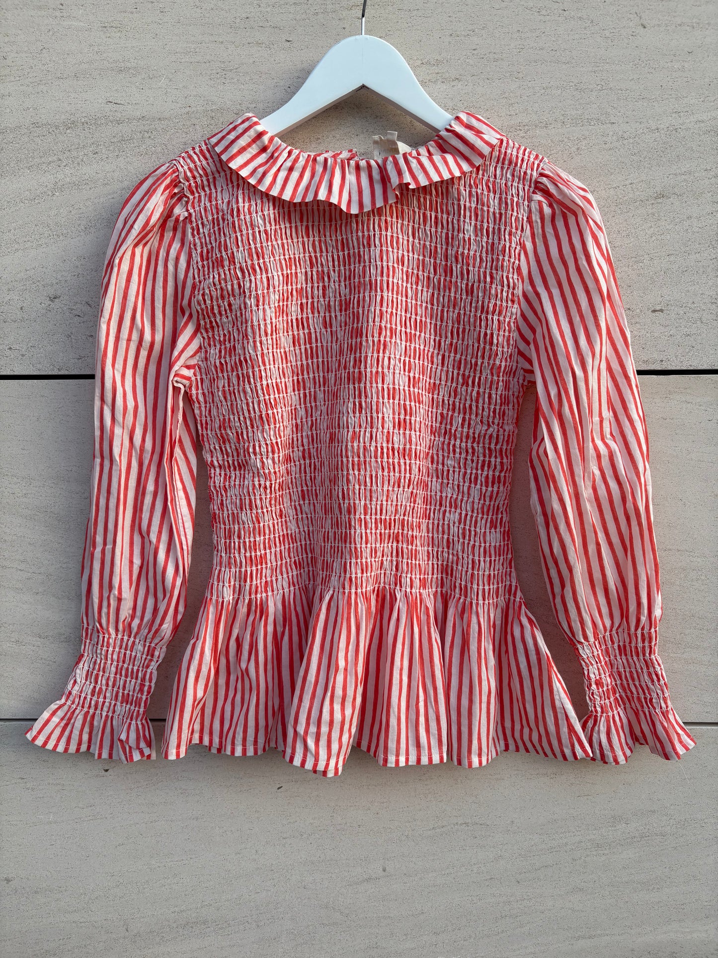 MARÍA DE LA ORDEN. Blusa rayas nido de abeja