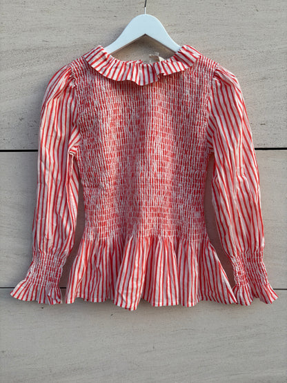 MARÍA DE LA ORDEN. Blusa rayas nido de abeja