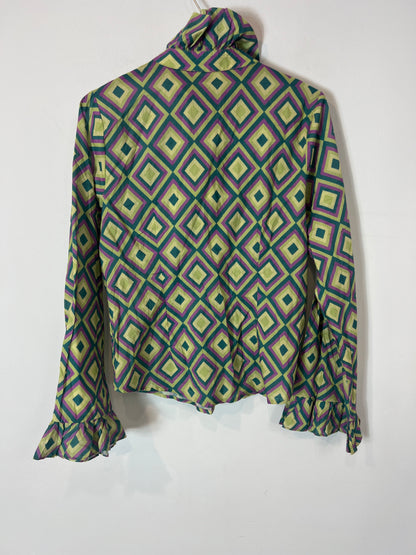 MARIA DE LA ORDEN. Total look with retro green print TM (XS/S)