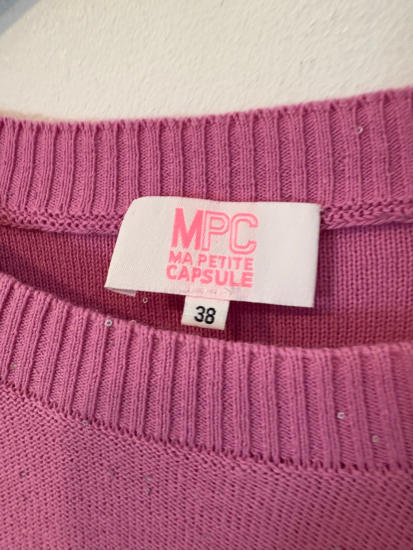 MA PETITE CAPSULE. Jersey fino rosa rayas