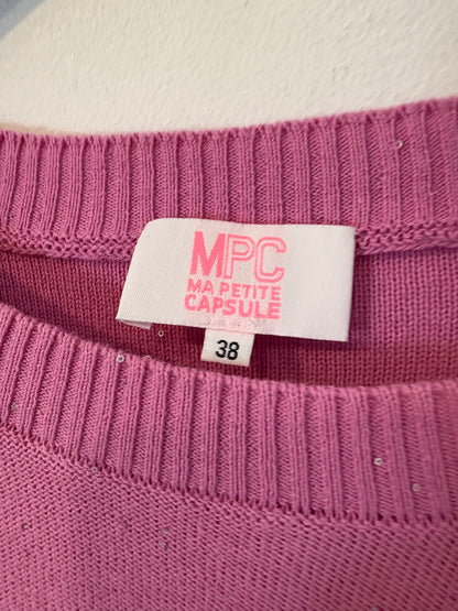 MA PETITE CAPSULE. Jersey fino rosa rayas