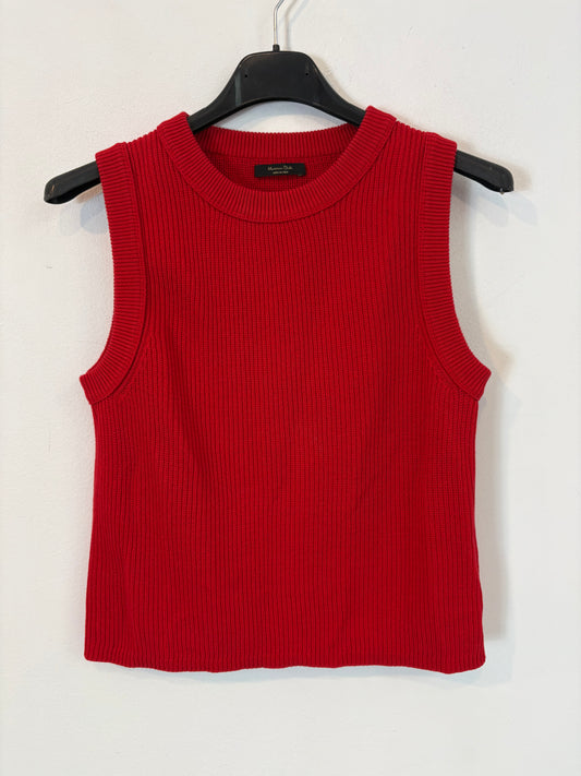 MASSIMO DUTTI. Top  canalé rojo. T S