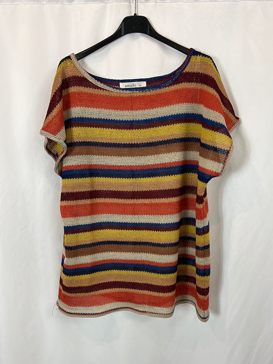 AMICHI. Striped knit top. Size XL