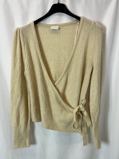 VILA. Beige ribbed Ts sweater
