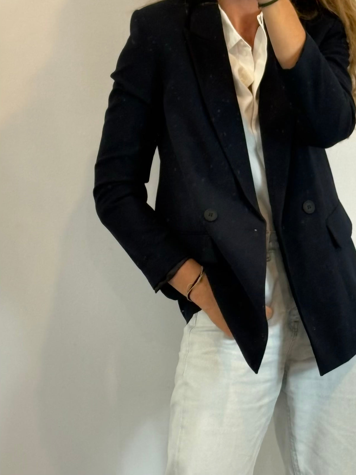 ZARA. Americana azul marino fluida