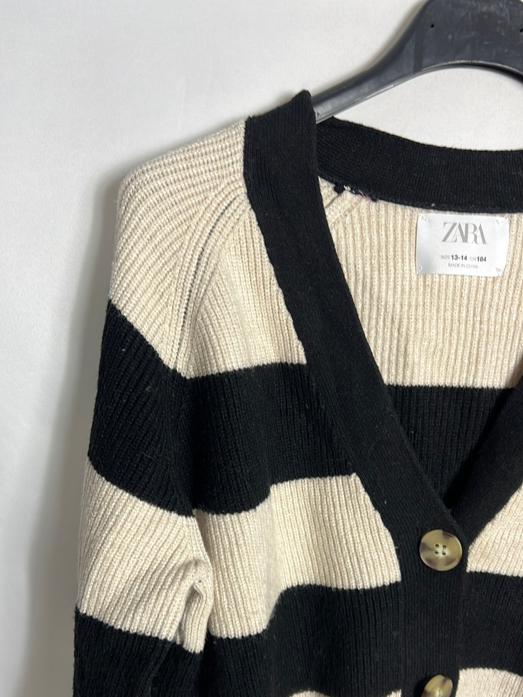 ZARA. Rebeca rayas beige y negra. T 13-14 años (XS/S)