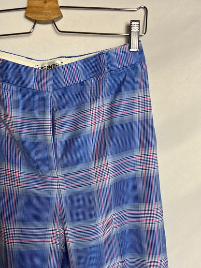 ESSENTIEL. Pantalones palazzo azules cuadros. T 36