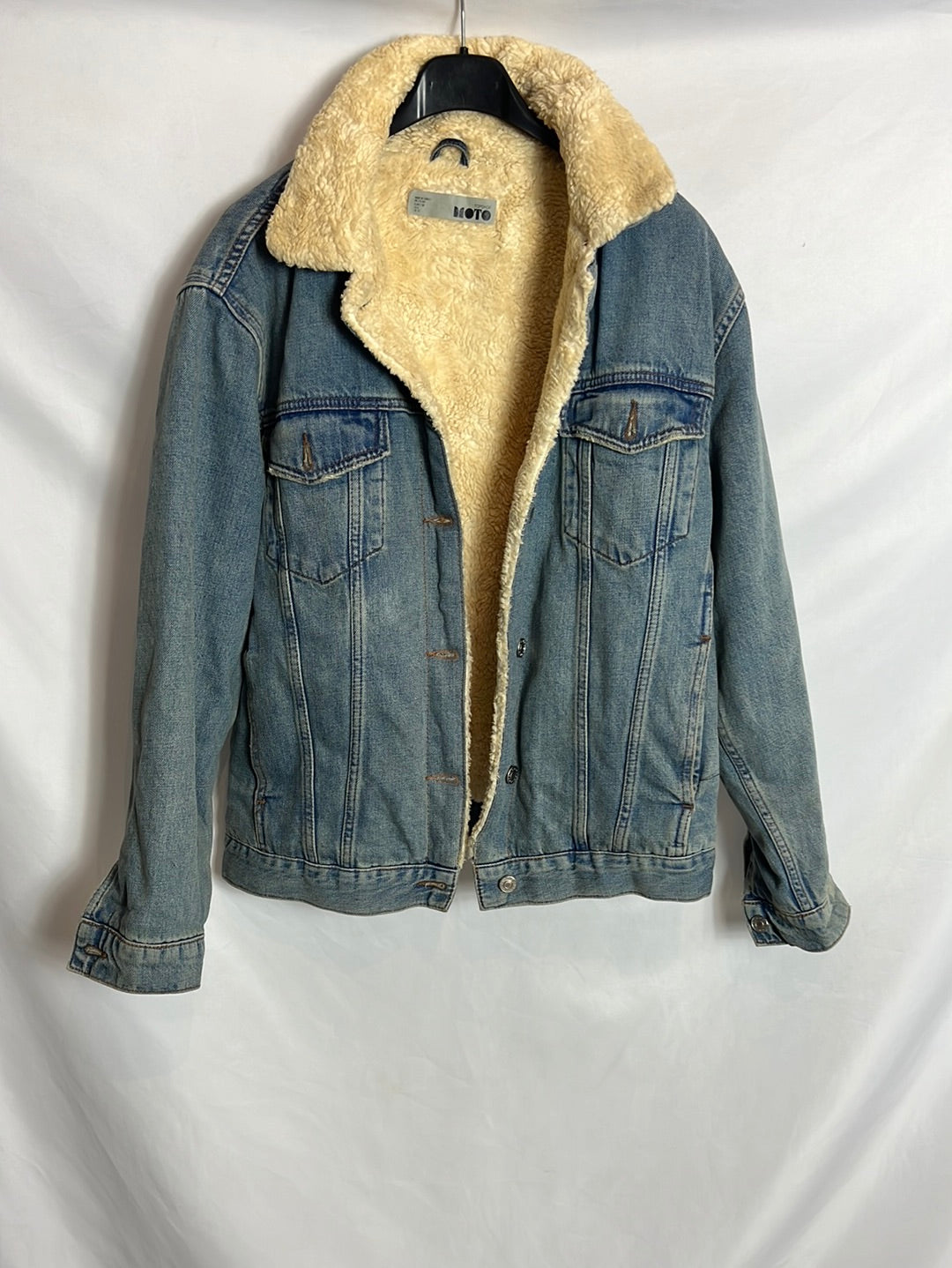 TOPSHOP. Shearling denim jacket. T 38