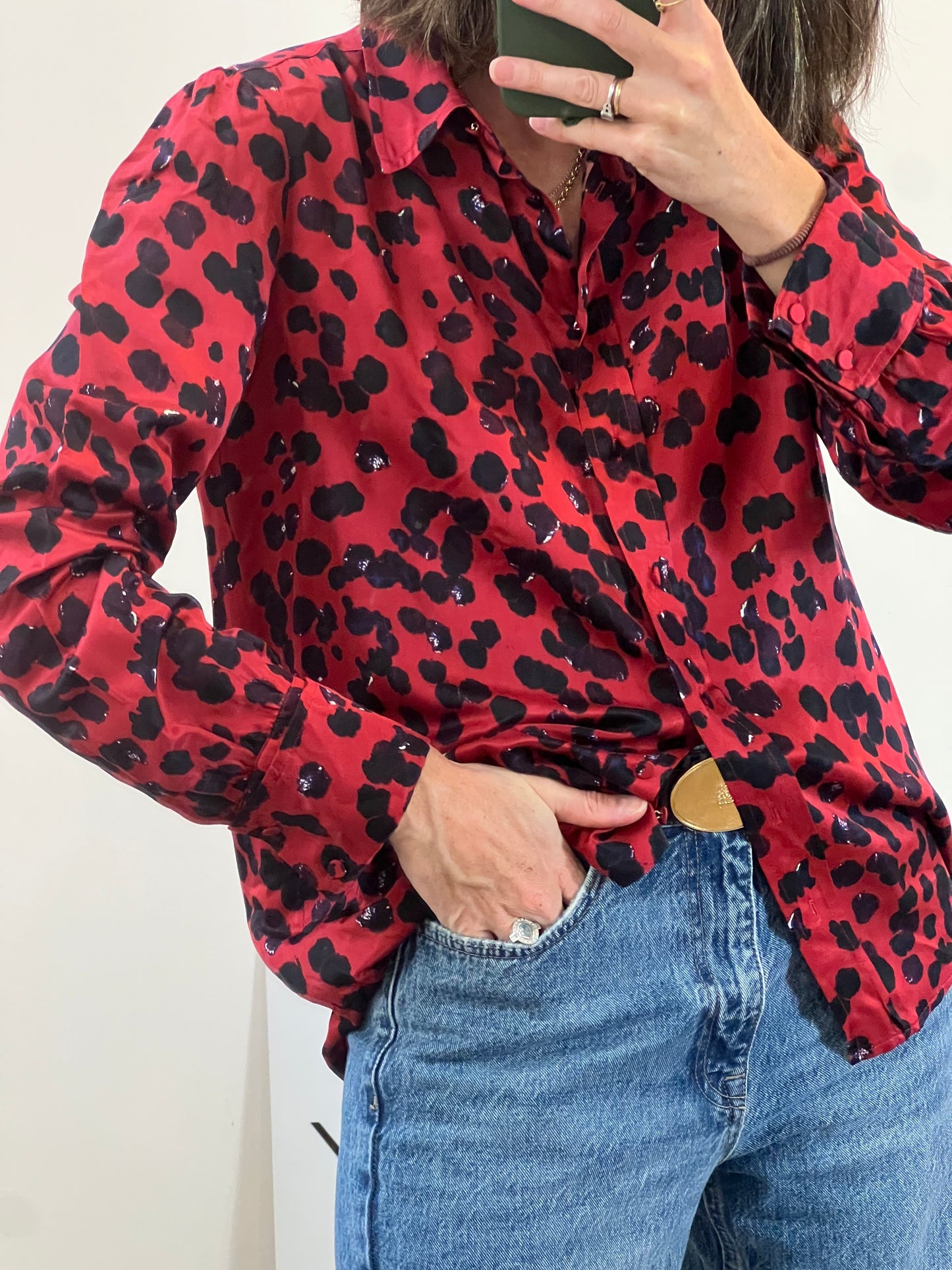 INTROPIA. Red printed blouse, size 38