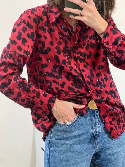 INTROPIA. Red printed blouse, size 38