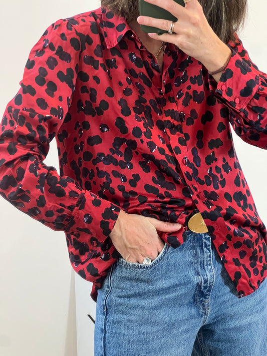 INTROPIA. Blusa roja estampada T.38