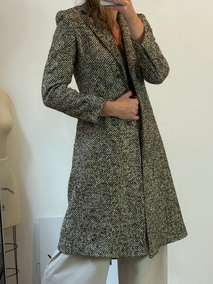 ROBERTO TORRETTA. Abrigo verde jaspeado lana