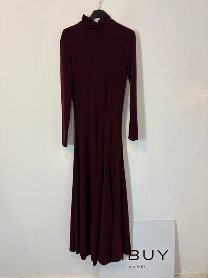 ELISA CORTÉS. Vestido largo punto elástico burdeos