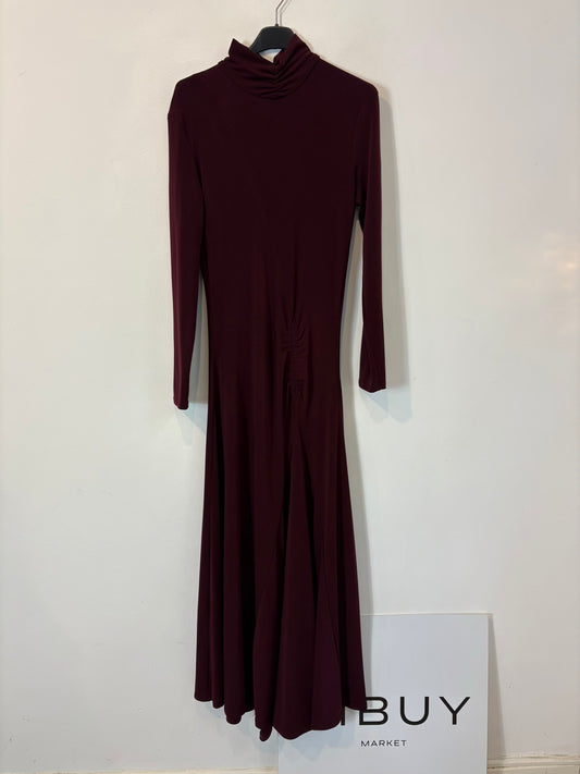 ELISA CORTÉS. Vestido largo punto elástico burdeos