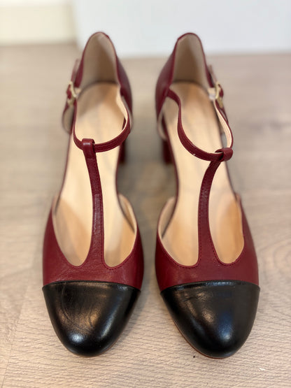 PATSY.  Zapatos Sophie burdeos y negro T 39