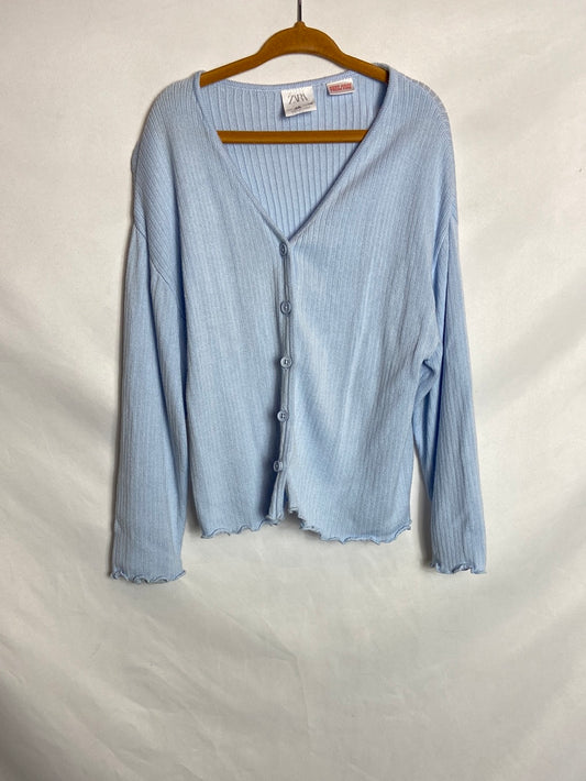 ZARA. Blue ribbed cardigan, size 4-5 years