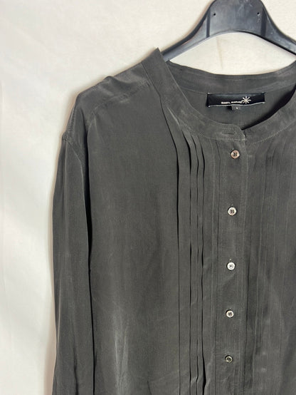 ISABEL MARANT. Vestido corto gris seda. T1(S)