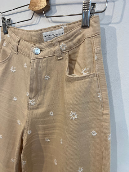 LEFTIES. Lightweight embroidered denim. Size 13-14 years (xs)