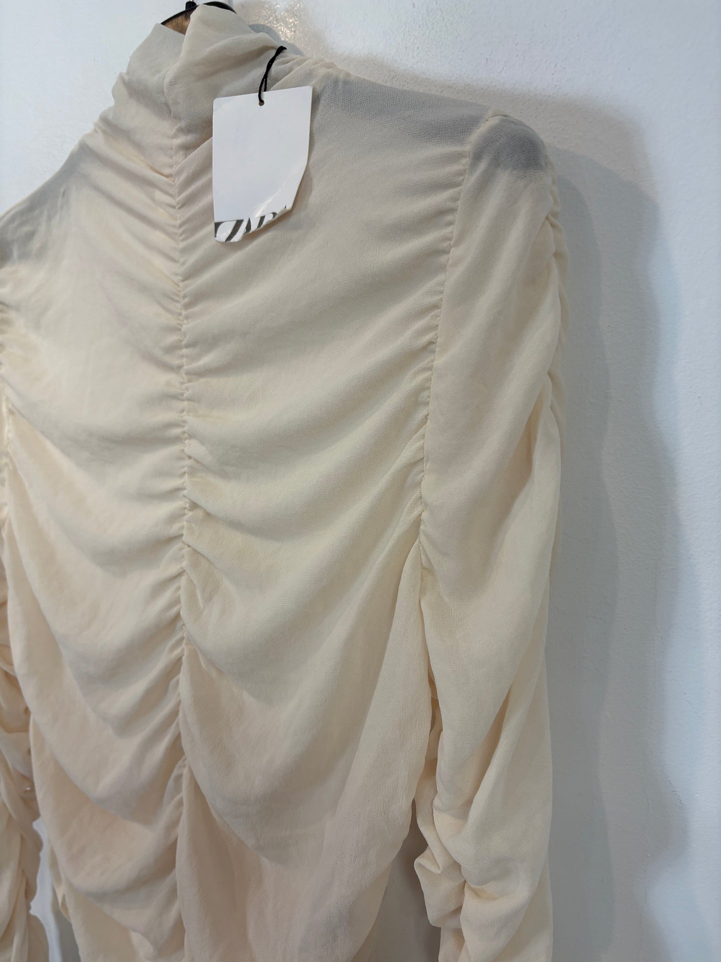 ZARA. Beige stretch tulle top. T.L.