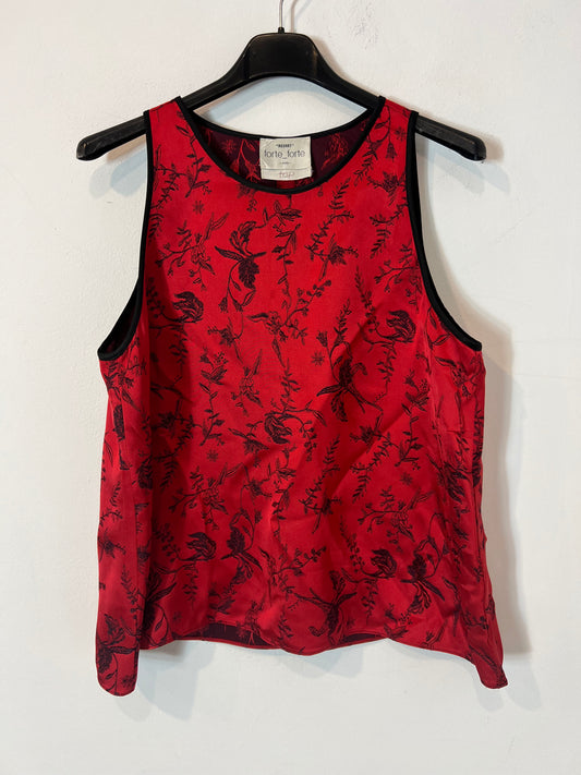FORTE FORTE. Top rojo bordado negro  T.s