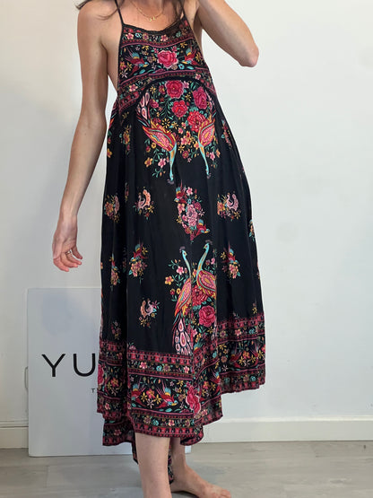 SPELL. Vestido midi fluido estampado