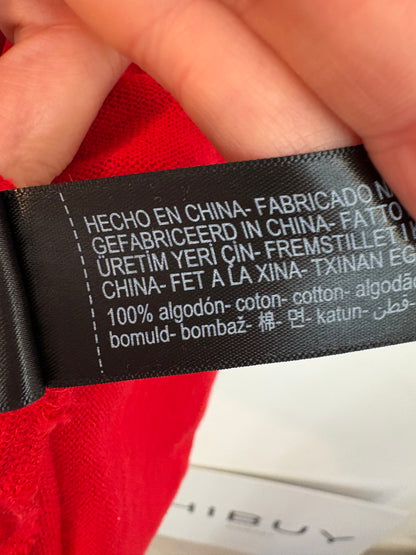 MASSIMO DUTTI. Top rojo algodón