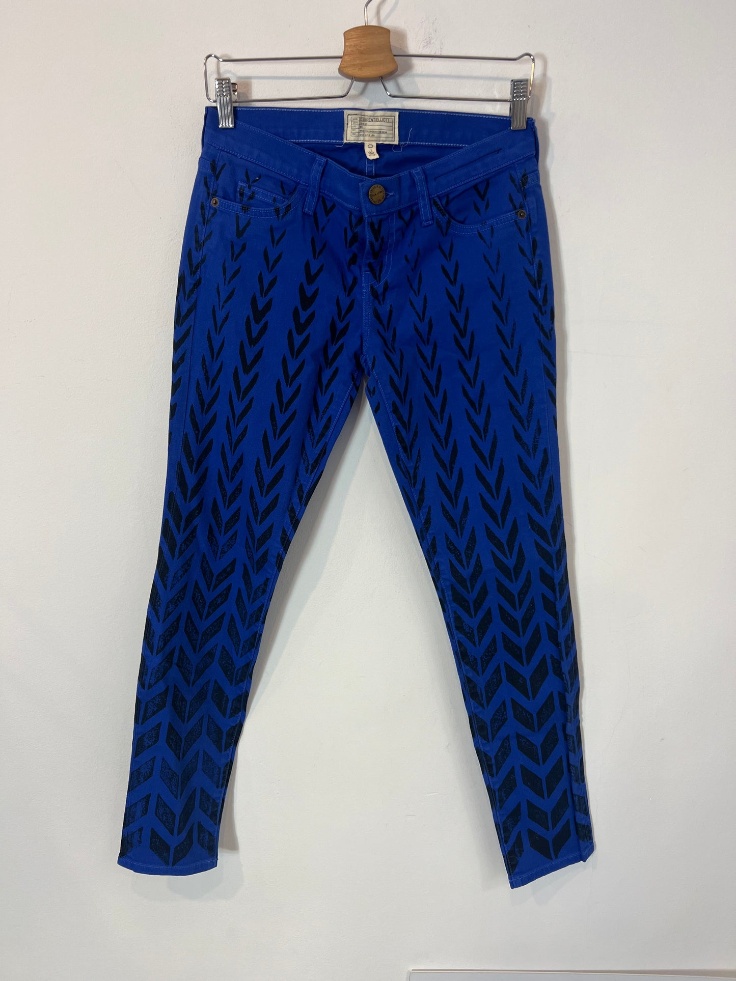 CURRENT ELLIOTT. Printed blue skinny denim. Size 26 (36)