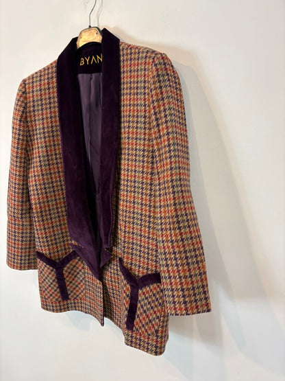 BYAN. Blazer lana cuadros solapa terciopelo