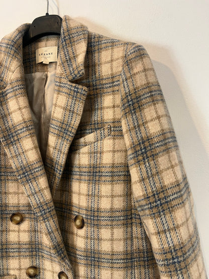 SÉZANE. Chaqueta beige cuadros lana T.34