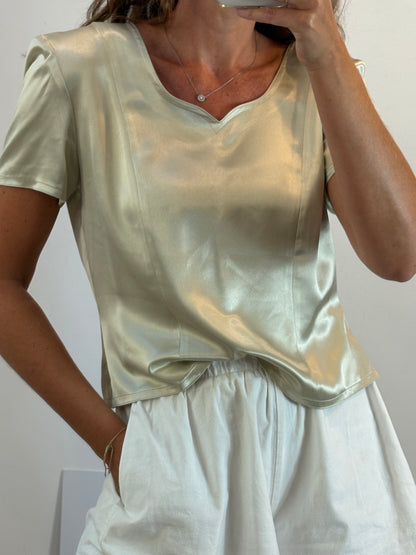 LUIS HERNÁNDEZ. Blusa vintage champagne. T M/L