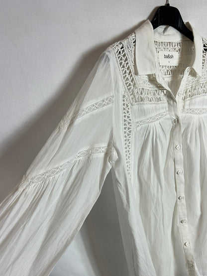 BA&amp;SH. White blouse with crochet details. Size 1(S)