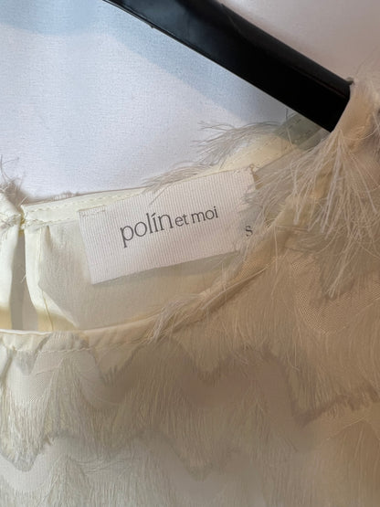 POLIN ET MOI. Beige fringed Ts blouse