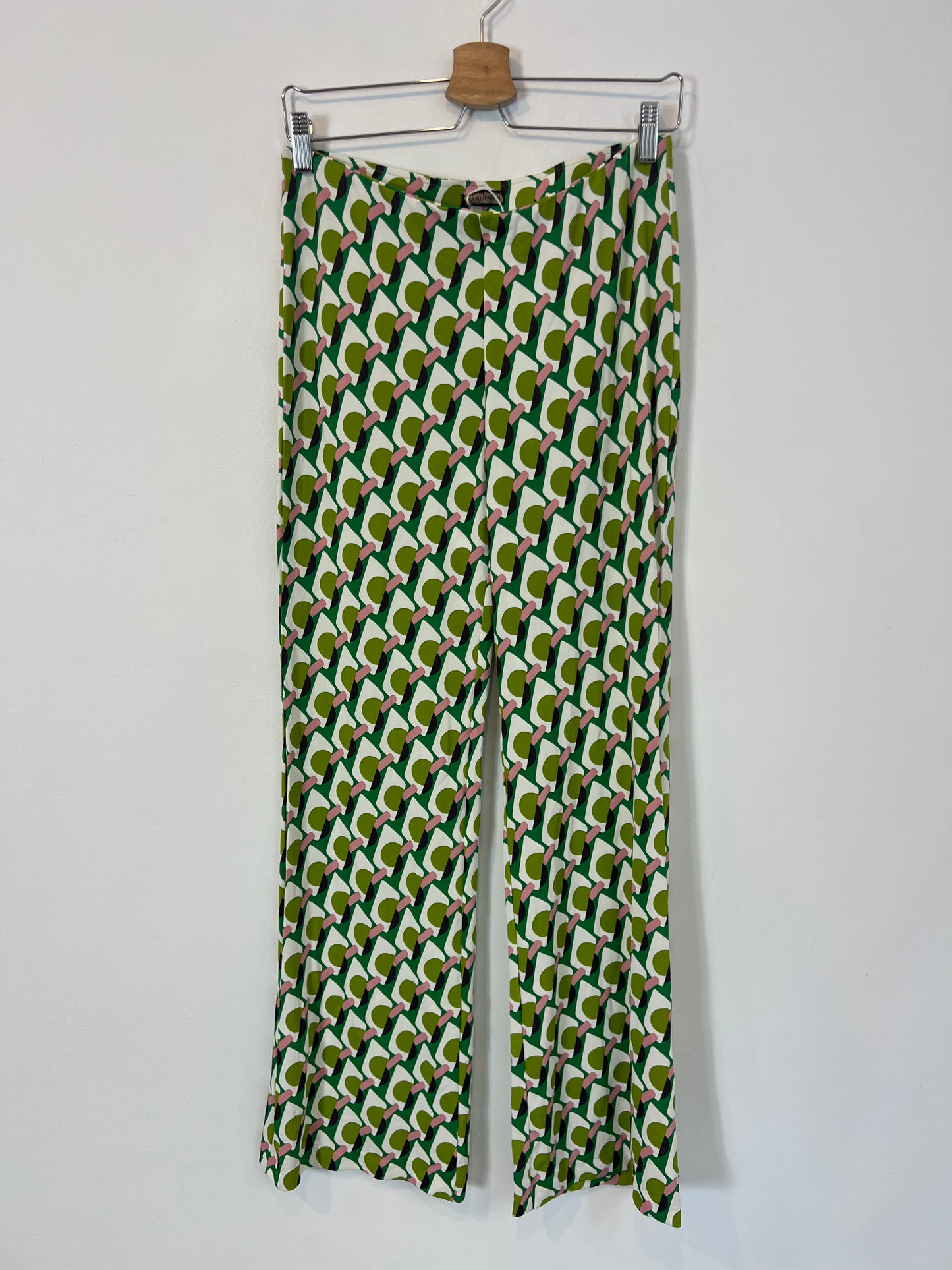 MALIPARMI. Pantalón punto elástico estampado retro. T 40 (M)