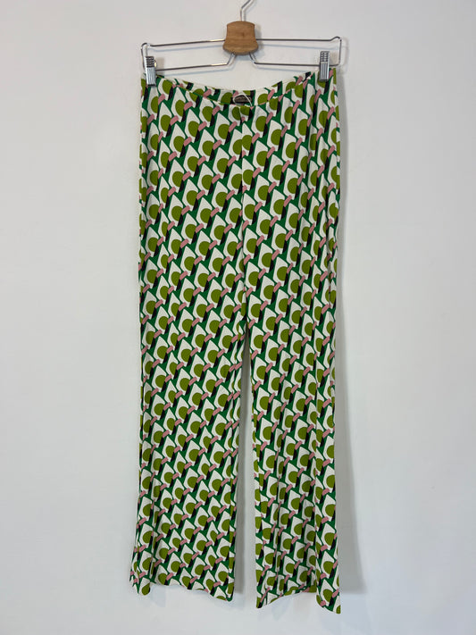 MALIPARMI. Pantalón punto elástico estampado retro. T 40 (M)