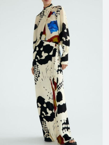 ZARA. Pantalón estampado efecto falda
