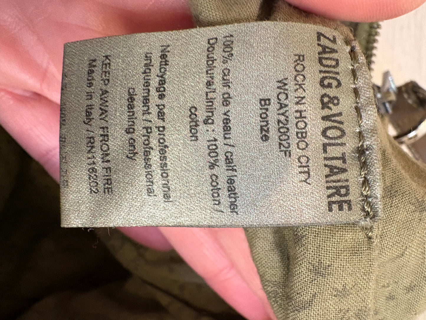 ZADIG & VOLTAIRE. Bolso bandolera  caqui bolsillos