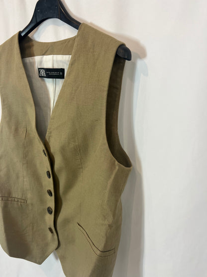 ZARA. Chaleco sastre con lino. T XS