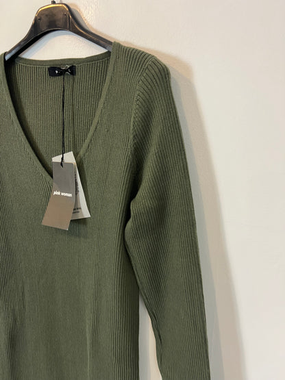 PINK WOMAN. vestido punto verde canalé T.l