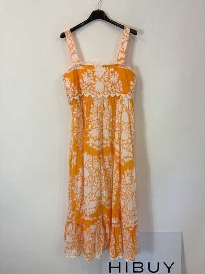 JULIET DUNN. Printed mandarin orange maxi dress. Size 1 (S/M)