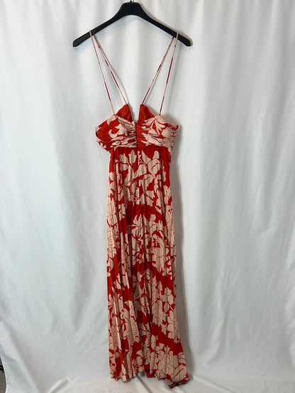 MANGO. Long pleated floral dress T.xs